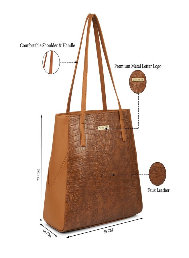 Caprese Vani Large Satchel Bag for Women with Multiple Compartments for Organization and Comfort | Stylish, Durable, and Spacious Interior Shoulder Bag for Work, Travel, and Everyday Use (Tan) - Image 3